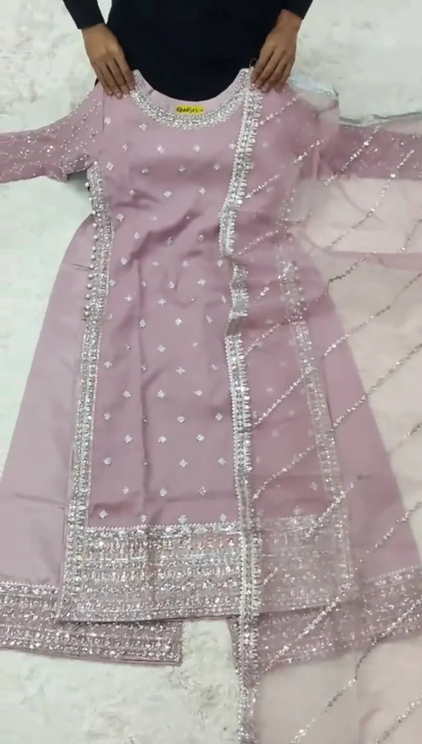 Elegant 3 Piece Women Stitched Dress
