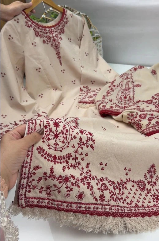 Stitched 3 Pc Premium Embroidered Dress