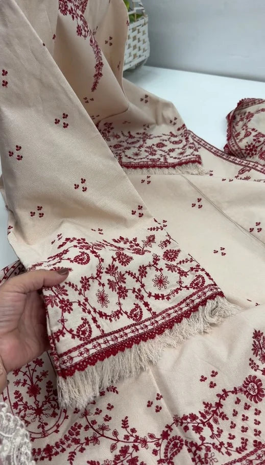 Stitched 3 Pc Premium Embroidered Dress