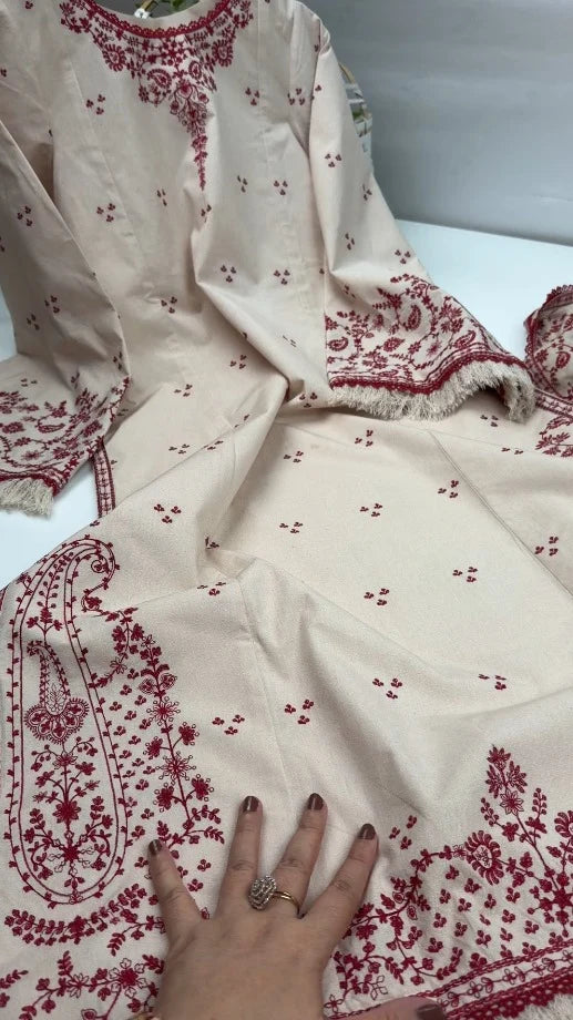 Stitched 3 Pc Premium Embroidered Dress