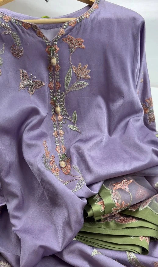 Women Stitched 3PC Emb Dress
