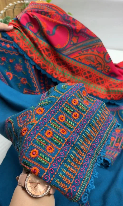 Stitched 3PC Premium Embroidered Dress